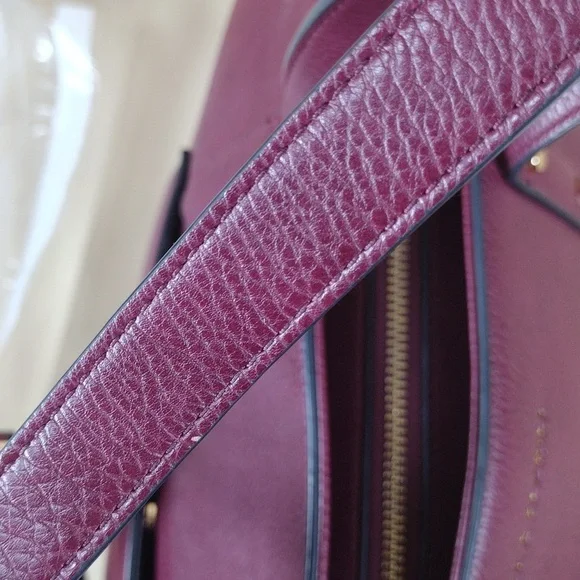 Poppy & Peonies Go Getter Vegan Leather Elegant Purple Berry Tote Bag Purse - Picture 16 of 16